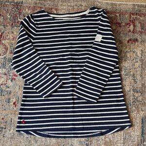 Joules Harbor Navy and White Striped 3/4 Sleeve 100% Cotton Tee